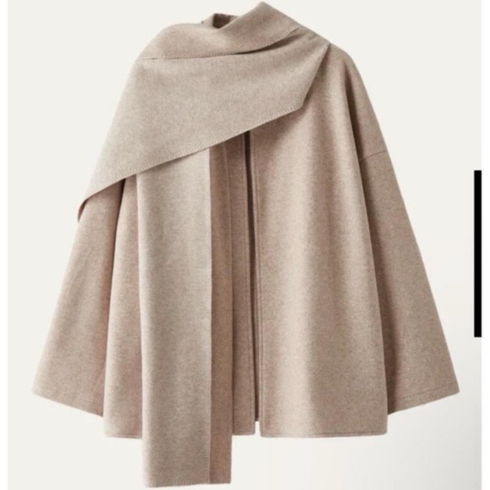 OGL Neutral Beige Wool-Blend Cape